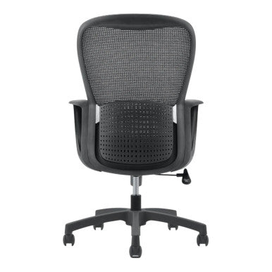 Black Mesh Medium-back Office Chair by 67, Featuring a Breathable Mesh Material and Ergonomic Design, with a Sturdy Base and Adjustable Armrests, Showcasing a Sleek and Modern Medium-back Office Chair.