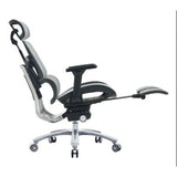 The Black Mesh with Aluminium Frame High-back Office Chair Features a Mesh Back, Adjustable Headrest, 4D Armrests, and an Aluminium Base.