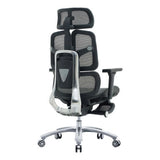 The Black Mesh with Aluminium Frame High-back Office Chair Features a Mesh Back, Adjustable Headrest, 4D Armrests, and an Aluminium Base.