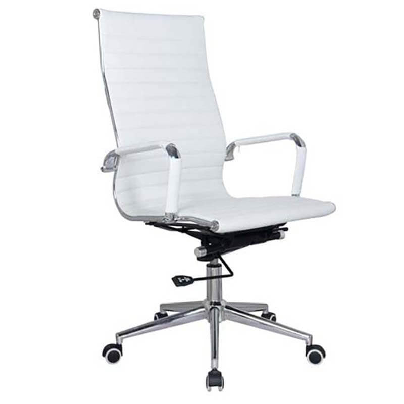 Classic Eames Pleather High-back Chair in White