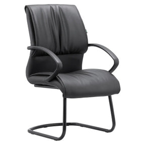 DB017B Black Polyurethane Leather with Black Steel Sleigh Base Visitor Office Chair