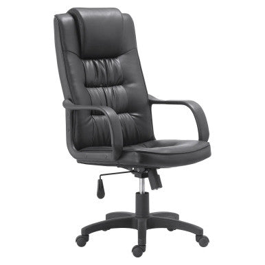 DB021 Black Polyurethane Leather with Steel Base High-Back Office Chair