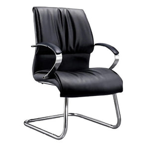 DB083B Black Polyurethane Leather with Chrome Sleigh Base Visitor Office Chair