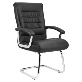 DB108B Black Polyurethane Leather with Chrome Sleigh Base Executive Visitor Office Chair
