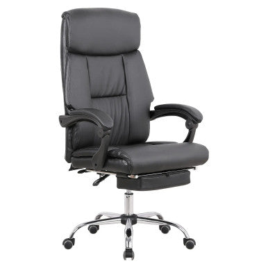 DB120 Black Polyurethane Leather with Footrest High-Back Office Chair