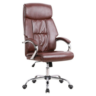 DB130 Brown Polyurethane Leather with Footrest High-Back Office Chair