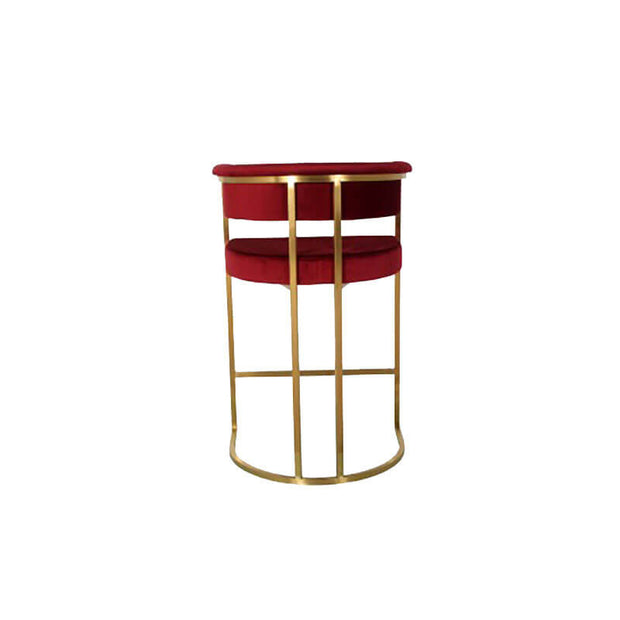 Dee Bar Stool Original Steel Gold Spray Upholstered - Maroon