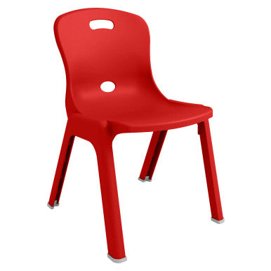 Red Ergomax School Chair 375 mm by Office Stock South Africa, a Polypropylene Chair with a Contoured Back and Four Legs, Designed for Comfort and Durability in Educational Settings, Available in a Vibrant Red Colour.