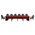 H013A Boardroom Table with Leather Inlay - Mahogany Veneer
