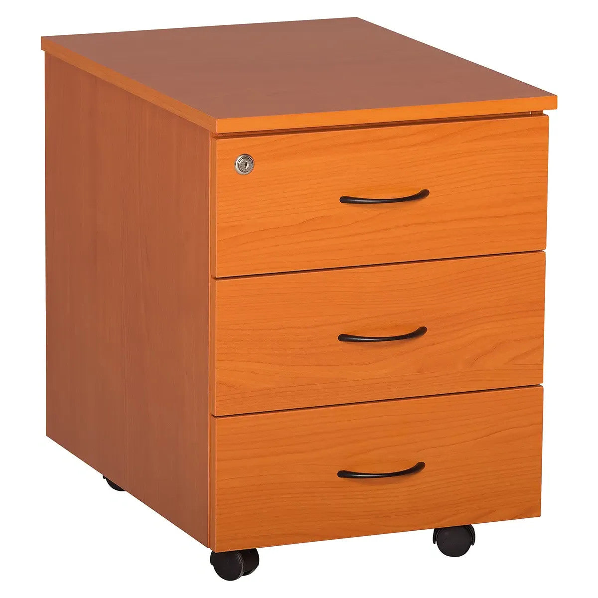 Mobile Pedestal, 3 Drawer Central Locking in Cherry Melawood