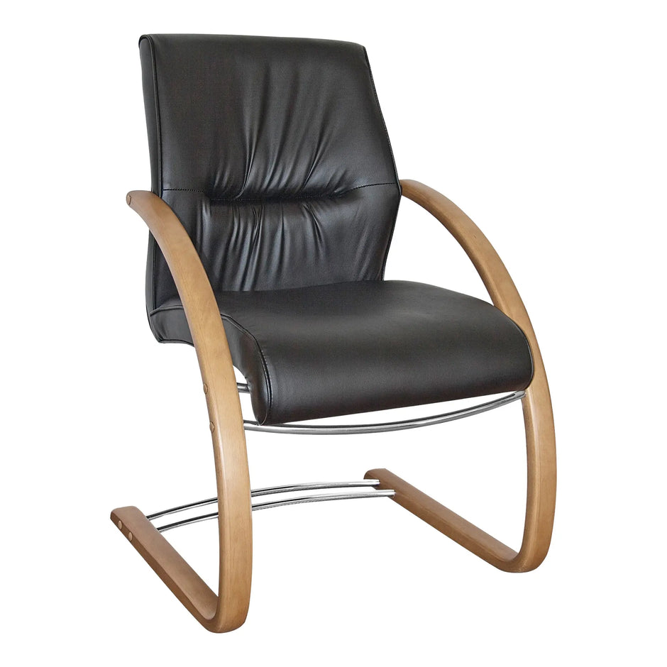 Salvador Wooden Integral Sleigh Visitor Office Chair