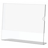 Acrylic Menu Holder - Single Sided - A4 Landscape - Box 5 DP0104L-Z, Clear Acrylic Display Stand for Menus, with a Sleek Design and a Sturdy Base.