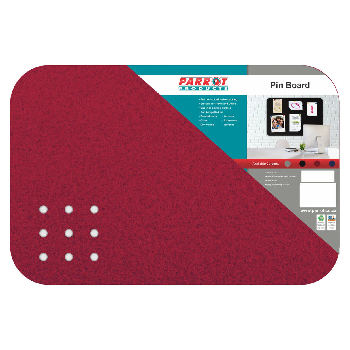 Adhesive Pin Board (No Frame - 600*450mm - Red)