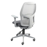 Grey Medium-back Chair by Office Stock South Africa, Airo Model, Featuring a Grey Frame, Black Seat, and Adjustable Armrest on a Five-Star Base with Wheels, Providing Ergonomic Support and Comfort.