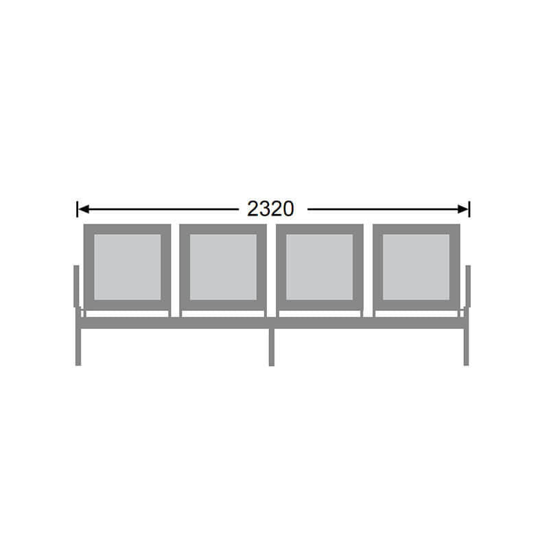 Airport Bench Die Cast Aluminium Four-Seater