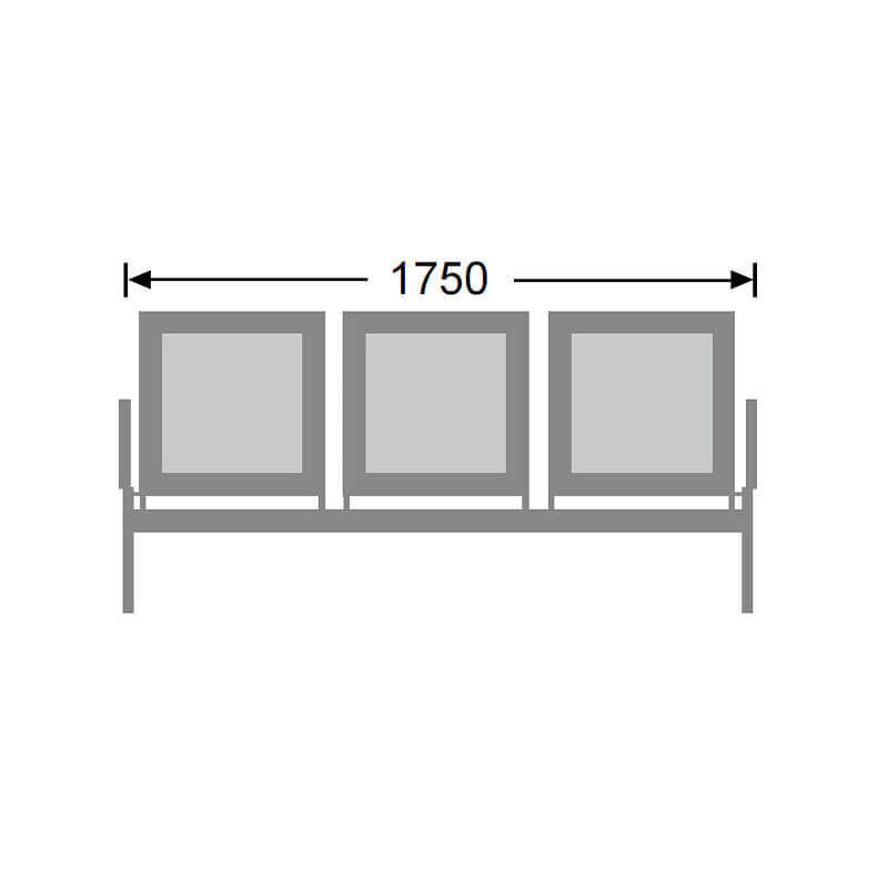 Airport Bench Die Cast Aluminium Three-Seater