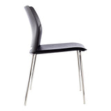 Alfa Polymer Four Legged Side Chair, Black Plastic Seat and Backrest with Metal Legs.