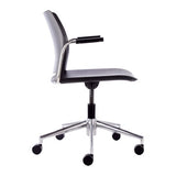 Alfa Polymer Swivel-Only Side Chair with Arms, Modern Office Chair with Black Seat and Backrest, Chrome Base with Wheels, and Adjustable Height, TEC-MCH-ALFP130.