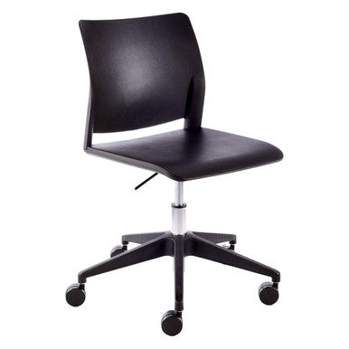 Alfa Polymer Swivel-Only Side Chair Without Arms, Black, by Office Stock South Africa. Modern Office Chair with Sleek Design, Swivel Base, and Wheels, Available with Nationwide Delivery South Africa.