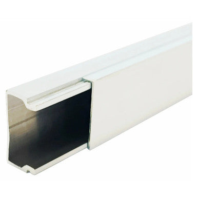 Aluminium Conduit 22 x 11 x 2900 mm White, White Aluminium Conduit Pipe for Electrical Wiring, with Black Inner Lining for Protection and Durability.
