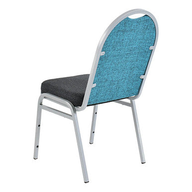 Amy Full Back Banquet Conference Chair by Office Stock South Africa, Featuring Customisable Fabric Chairs with a Silver Frame, Blue Backrest, and Black Seat, Showcasing a Sturdy and Comfortable Design for Professional Events.