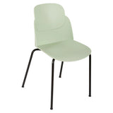 Aspen 4 Legged Restaurant Chair, Light Green Seat and Backrest with Black Metal Legs.
