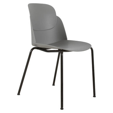 Aspen 4 Legged Restaurant Chair, a Sleek Grey Chair with a Contoured Backrest and Black Metal Legs Designed for Restaurant Seating.