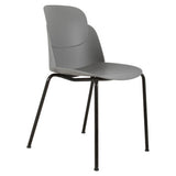 Aspen 4 Legged Restaurant Chair, a Sleek Grey Chair with a Contoured Backrest and Black Metal Legs Designed for Restaurant Seating.