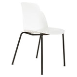 Aspen 4 Legged Restaurant Chair, White Contoured Seat with a Cushioned Backrest and Black Metal Four-Legged Base.