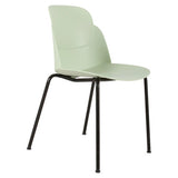 Aspen 4 Legged Restaurant Chair, Light Green Chair with Black Metal Legs and Ergonomic Backrest.