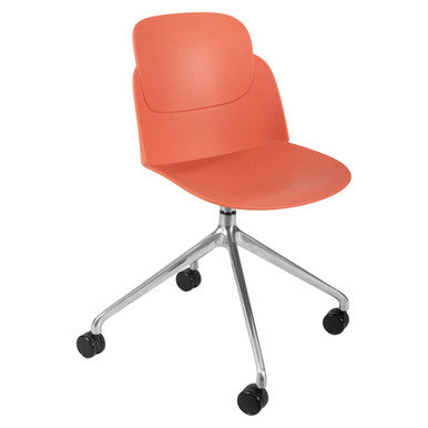 Aspen Aluminium High Base Typist Office Chair, Orange Modern Ergonomic Office Chair with Swivel Base and Caster Wheels.