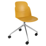 Aspen Aluminium High Base Typist Office Chair with Yellow Seat and Backrest, Metallic Silver Base with Five Black Caster Wheels, Ergonomic Design, Suitable for Office Work.