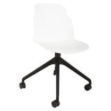 Aspen Nylon High Base Typist Office Chair, Modern Ergonomic White Office Chair with Black Base and Caster Wheels.