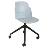 Aspen Nylon High Base Typist Office Chair, Modern Ergonomic Office Chair with a Light Grey Nylon Seat and Backrest, and a Black Five-Wheel Base for Mobility.