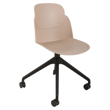 Aspen Nylon High Base Typist Office Chair, Beige Ergonomic Office Chair with a Padded Seat and Backrest, Black Nylon Base with Wheels for Mobility.