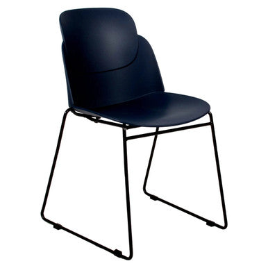 Aspen Sleigh Base Restaurant Chair, Modern Black Lounge Seating with Padded Back and Seat, Sleek Metal Legs and Frame Suitable for Restaurant and Commercial Use.