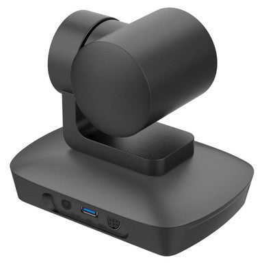 Black 67 Brand Wireless PTZ Voice Tracking Webcam with 10x Optical Zoom, Featuring a Sleek Design and Professional Video Camera Capabilities, on a Compact Base with USB Port and Controls, Ideal for High-Quality Video Conferencing.