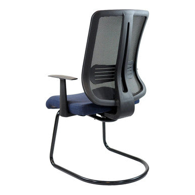 Avant Visitor Office Chair by 67, a Comfortable Office Chair with Black Frame, Blue Seat, and Powder-Coated Steel Base, Featuring a Sleek and Sturdy Design for Professional Settings.