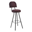 67 BB500-800 Round Counter Height Chair with Backrest, a Barstool with Modern Design Furniture Features, Showcasing a Maroon Upholstered Seat and Backrest, Robust Black Frame, and Four Legs, Perfect for Both Residential and Commercial Settings.