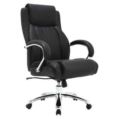 Big and Tall 500LBS High-back Office Chair, Black Ergonomic Desk Chair with Padded Armrests, Adjustable Height, and Chrome Base with Caster Wheels.