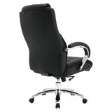 Big and Tall 500LBS High-back Office Chair, Black Leather Ergonomic Desk Chair with Padded Armrests, Adjustable Height, and Chrome Base with Five Caster Wheels for Stability.