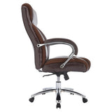 Big and Tall 500LBS High-back Office Chair, Brown Leather Chair with Ergonomic Design, Chrome Armrests, and Adjustable Height. Suitable for Supporting Weight up to 500 Pounds, Ideal for Large Users and Office Environments.