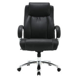 Big and Tall 500LBS High-back Office Chair, Black Leather Ergonomic Office Chair with Padded Armrests and Adjustable Height with Chrome Base and Wheels.