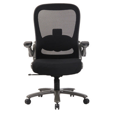 Big and Tall 500 LBS Mesh High-back Office Chair by 67, Featuring a Sturdy Titanium Coated Metal Base, with a Black Mesh Back and Seat, Adjustable Armrests, and Five-Star Wheelbase for Ergonomic Comfort and Support.