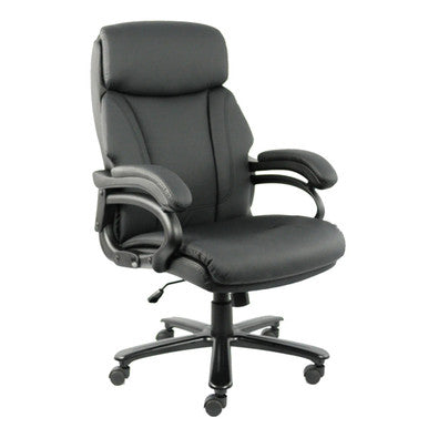 Big Boss Heavy Duty High-back Office Chair by 67, a Comfortable Desk Chair with Black Leather Upholstery, High Backrest, and Adjustable Armrests on a Five-Star Base with Wheels, Showcasing a Sturdy and Ergonomic Design.