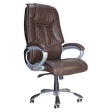 Big Guys Md Heavy Duty High-back Office Chair, Ergonomic Brown Leather Office Chair with High Backrest, Padded Seat, and Armrests, Featuring a Durable Metal Base with Wheels for Mobility.