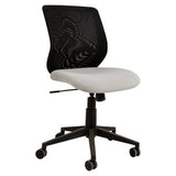 Breeze Operators Office Chair | Sac-Och-Bre, Ergonomic Office Chair with a Black Mesh Backrest, White Cushioned Seat, and Adjustable Height with Wheel Casters for Mobility.