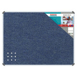 Bulletin Board Ribbed Aluminium Frame (1200 x 900 mm - Denim) BD0641C, a Blue Denim-Coloured Cork Notice Board with a Ribbed Aluminium Frame, Suitable for Office or Classroom Use.