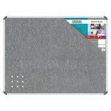 Bulletin Board Ribbed Aluminium Frame (1200 x 900 mm - Laurel), Grey Textured Cork Surface with a Ribbed Aluminium Frame for Office or Public Spaces.