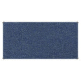Bulletin Board Ribbed Aluminium Frame (2000 x 1200 mm - Denim) BD0670C, the Image Shows a Rectangular Bulletin Board with a Blue Denim Fabric Surface and a Brushed Aluminium Frame with Rounded Corners.